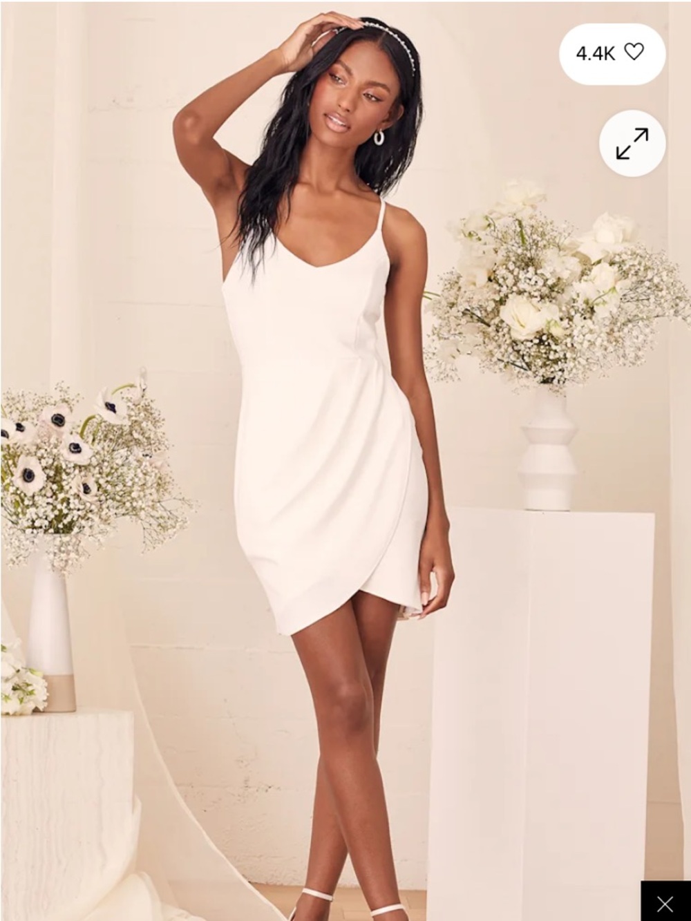 Lulus White Spaghetti Strap Wrap-Front Mini Dress